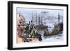 Colonials Destroy British Cargo of Tea in Boston Harbor, 1773, Known as the Boston Tea Party-null-Framed Giclee Print