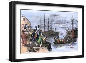 Colonials Destroy British Cargo of Tea in Boston Harbor, 1773, Known as the Boston Tea Party-null-Framed Premium Giclee Print