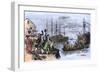 Colonials Destroy British Cargo of Tea in Boston Harbor, 1773, Known as the Boston Tea Party-null-Framed Premium Giclee Print