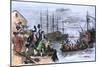 Colonials Destroy British Cargo of Tea in Boston Harbor, 1773, Known as the Boston Tea Party-null-Mounted Premium Giclee Print