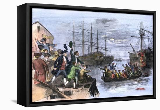 Colonials Destroy British Cargo of Tea in Boston Harbor, 1773, Known as the Boston Tea Party-null-Framed Stretched Canvas