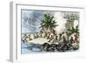 Colonists and Native Americans Battling in Tiverton, Rhode Island, during King Philip's War, c.1600-null-Framed Giclee Print