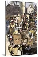 Colonists Dressed as Indians Dumping Tea in Boston Harbor, c.1773-null-Mounted Giclee Print