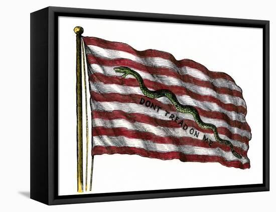 Colonists' Rattlesnake Flag with Don't Tread on Me Slogan-null-Framed Stretched Canvas