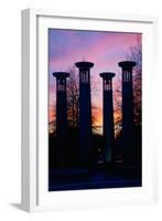 Colonnade in a park at sunset, 95 Bell Carillons, Bicentennial Mall State Park, Nashville, David...-null-Framed Photographic Print