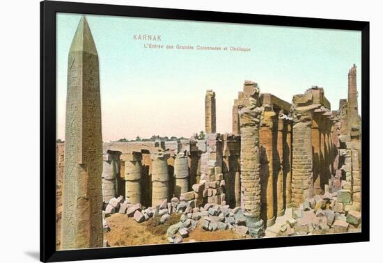 Colonnade, Obelisk, Karnak, Egypt-null-Framed Art Print