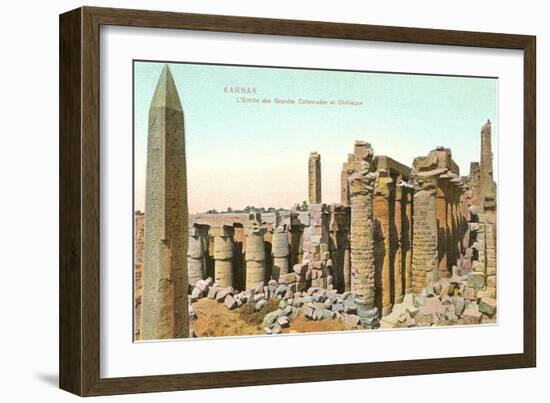 Colonnade, Obelisk, Karnak, Egypt-null-Framed Art Print