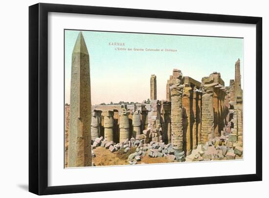 Colonnade, Obelisk, Karnak, Egypt-null-Framed Art Print