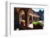 Colonnade Of An Old World Castle In Napa Valley-George Oze-Framed Premium Photographic Print