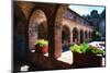 Colonnade Of An Old World Castle In Napa Valley-George Oze-Mounted Premium Photographic Print