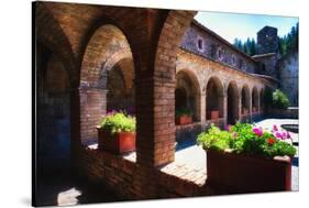 Colonnade Of An Old World Castle In Napa Valley-George Oze-Stretched Canvas