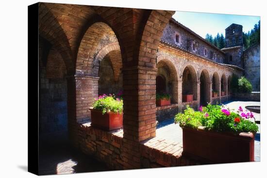 Colonnade Of An Old World Castle In Napa Valley-George Oze-Stretched Canvas