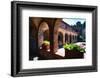 Colonnade Of An Old World Castle In Napa Valley-George Oze-Framed Photographic Print