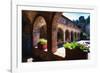 Colonnade Of An Old World Castle In Napa Valley-George Oze-Framed Photographic Print