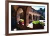 Colonnade Of An Old World Castle In Napa Valley-George Oze-Framed Photographic Print