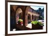 Colonnade Of An Old World Castle In Napa Valley-George Oze-Framed Photographic Print