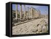 Colonnaded Street, Roman Ruins, Jerash, Jordan, Middle East-David Poole-Framed Stretched Canvas