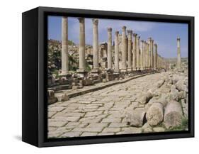 Colonnaded Street, Roman Ruins, Jerash, Jordan, Middle East-David Poole-Framed Stretched Canvas