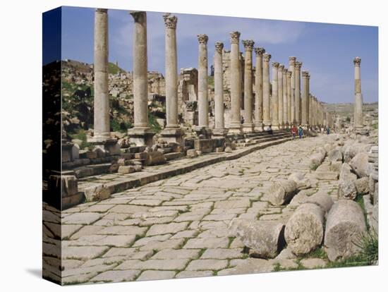 Colonnaded Street, Roman Ruins, Jerash, Jordan, Middle East-David Poole-Stretched Canvas