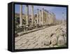 Colonnaded Street, Roman Ruins, Jerash, Jordan, Middle East-David Poole-Framed Stretched Canvas