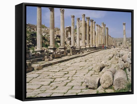 Colonnaded Street, Roman Ruins, Jerash, Jordan, Middle East-David Poole-Framed Stretched Canvas