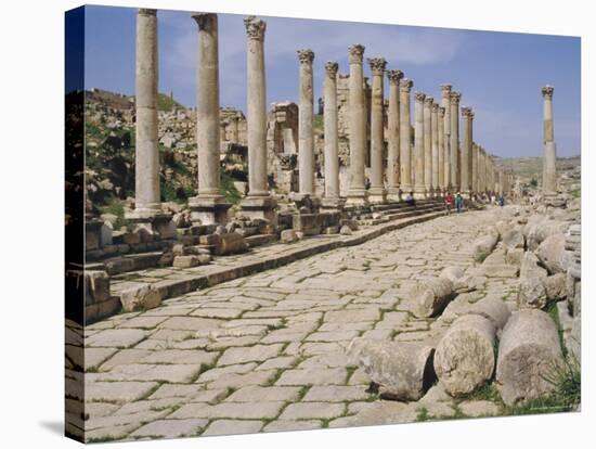 Colonnaded Street, Roman Ruins, Jerash, Jordan, Middle East-David Poole-Stretched Canvas