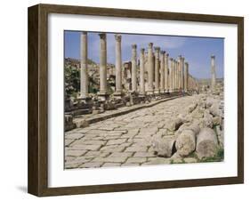 Colonnaded Street, Roman Ruins, Jerash, Jordan, Middle East-David Poole-Framed Photographic Print