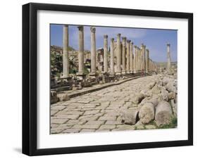 Colonnaded Street, Roman Ruins, Jerash, Jordan, Middle East-David Poole-Framed Photographic Print