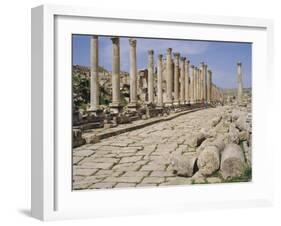 Colonnaded Street, Roman Ruins, Jerash, Jordan, Middle East-David Poole-Framed Photographic Print