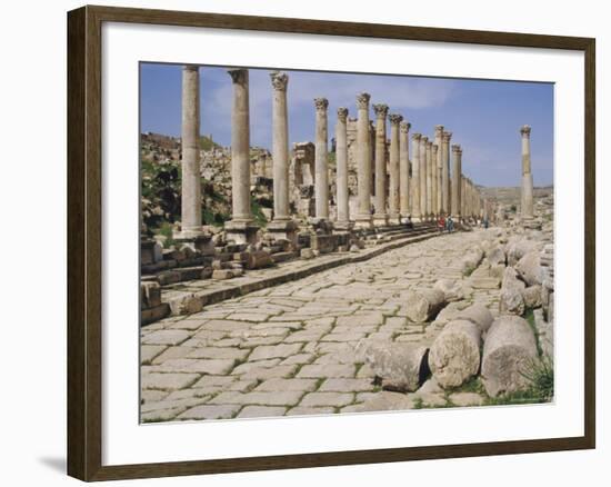 Colonnaded Street, Roman Ruins, Jerash, Jordan, Middle East-David Poole-Framed Photographic Print