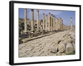 Colonnaded Street, Roman Ruins, Jerash, Jordan, Middle East-David Poole-Framed Photographic Print