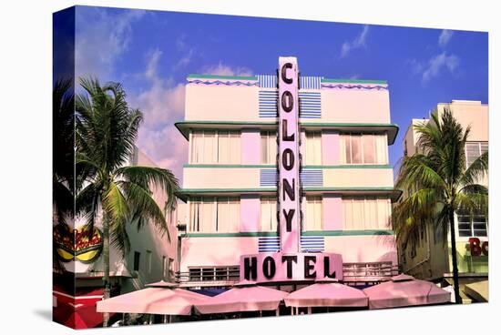 Colony Hotel at the Ocean Drive in the Art Deco District in South Miami Beach, Miami, Florida, USA-null-Stretched Canvas