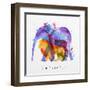 Color Animals ,Elephant, Deer, Lion, Rabbit, Drawing Overprint on Paper Background Lettering I Love-anna42f-Framed Art Print