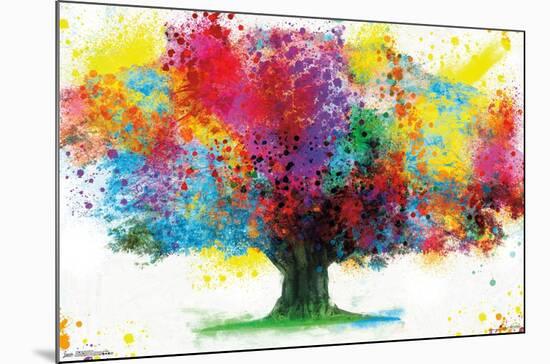 Color Bursting Tree-Trends International-Mounted Poster