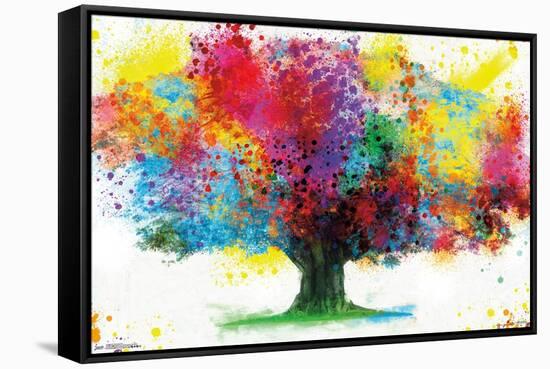 Color Bursting Tree-Trends International-Framed Stretched Canvas