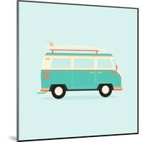 Color Full Surfer Van. Transportation and Surfing, Sport Board, Vector Illustration-Guaxinim-Mounted Art Print
