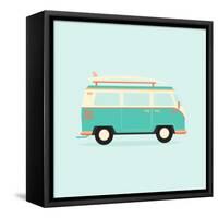 Color Full Surfer Van. Transportation and Surfing, Sport Board, Vector Illustration-Guaxinim-Framed Stretched Canvas
