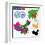 Color Map of the Regions and Divisions of China-Volina-Framed Art Print