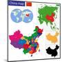 Color Map of the Regions and Divisions of China-Volina-Mounted Art Print