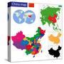 Color Map of the Regions and Divisions of China-Volina-Stretched Canvas