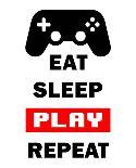 Eat Sleep Game Repeat - White and Red-Color Me Happy-Art Print