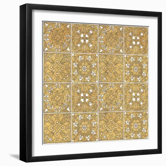 Color my World Mexican Tiles Pattern Gold-Daphne Brissonnet-Framed Art Print
