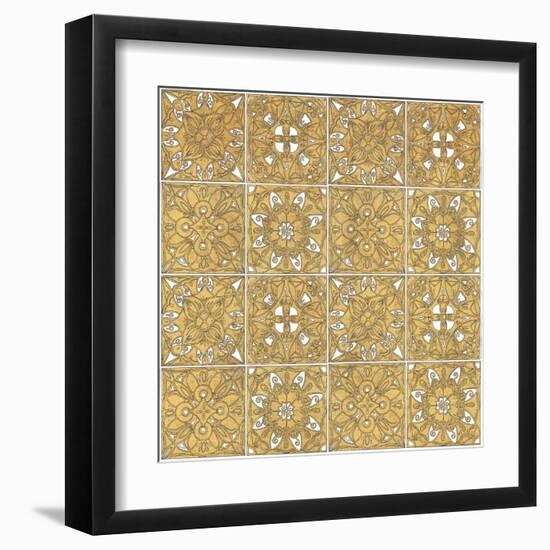 Color my World Mexican Tiles Pattern Gold-Daphne Brissonnet-Framed Art Print