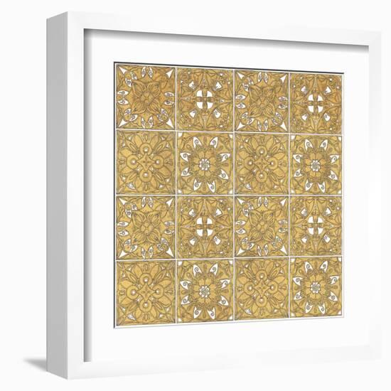 Color my World Mexican Tiles Pattern Gold-Daphne Brissonnet-Framed Art Print