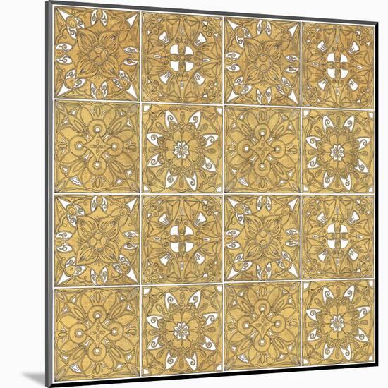 Color my World Mexican Tiles Pattern Gold-Daphne Brissonnet-Mounted Art Print