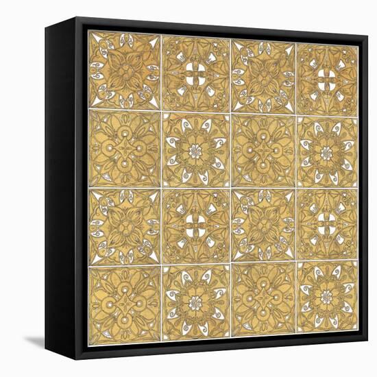 Color my World Mexican Tiles Pattern Gold-Daphne Brissonnet-Framed Stretched Canvas