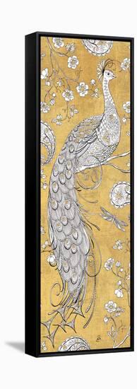 Color my World Ornate Peacock II Gold-Daphne Brissonnet-Framed Stretched Canvas