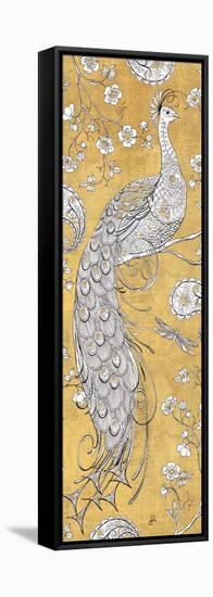 Color my World Ornate Peacock II Gold-Daphne Brissonnet-Framed Stretched Canvas