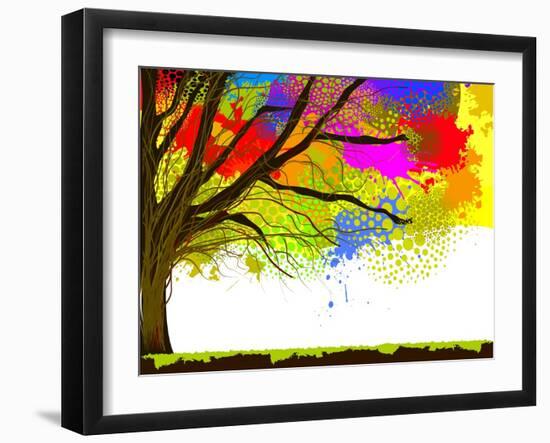 Color of Tree Stain Watercolor.. Raster-Ihnatovich Maryia-Framed Art Print