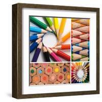 Color Pencils, Collage-Loskutnikov Maxim-Framed Art Print